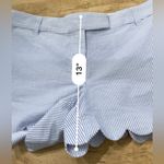 J.Crew  Women’s Blue/White Pinstripe Seersucker‎ Scalloped Short Photo 9