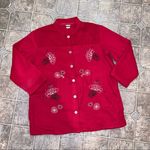Tudor Court By Haband Embroidered Red Fleece Size M Photo 0