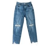 ZARA Denim Ripped Mom Fit High Rise Frayed Hem Ankle Medium Wash Jeans Size 6 Photo 0