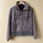 Steve Madden New Purple Wool Blend Ruffled Front Bomber Jacket Size XL Photo 1