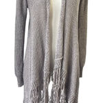 LOVE STITCH Womens Gray Knit Fringe Cardigan Sweater Duster Long Sleeve M Gray Size M Photo 0