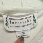 Love Riche  Boho Ruffled Tiered Dress Oatmeal Short Sleeves Medium Photo 3