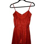 Saylor Red Orange Jacquard Jumpsuit Spaghetti Strap Wide Leg XS Formal Wedding Photo 2