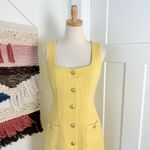 J.Crew  Sophia Tweed Midi Dress Yellow Sz 4 NWT Photo 2