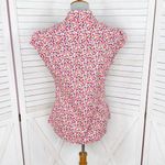 Lilly Pulitzer Floral Cap Sleeve Button Up Shirt White Pink 8 Photo 3