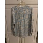 Denim Company Floral Print Button Up Shirt Women's Blue White Casual Top Size L Photo 3