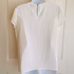 CeCe  Lace Pleated Crepe Balletcore Coquette Girl Off-White Blouse in EUC Sz S Photo 4