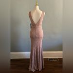 Scala La  Brown Sequin and Lace Embellished Plunge Maxi Gown | Size: M Photo 1
