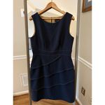 Connected Apparel Navy Sheath Dress Tiered Hem Size 12 Photo 1