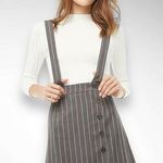 Forever 21 CONTEMPORARY Gray Mini Skirt & Suspenders With White Pinstripes | EUC Photo 0
