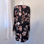 Nine West  Black Floral Print Long Sleeve Knee Length Dress Photo 5