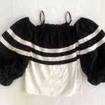TOV Holy black & white off shoulder balloon sleeve blouse EU Sz 38 US Medium Photo 9