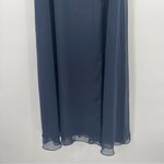 DESSY COLLECTION Dress Tie Chiffon Bridesmaid Gown Maxi Prom Navy Bridal SZ 4 Photo 11