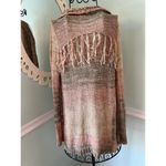 Miss Me  Green rust hooded Open Knit cardigan sweater size SMALL S Fringe Photo 1