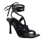 INC Black Strappy Woven Brayd Square Toe Stiletto Lace Photo 1
