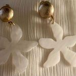 Gold & Frosted Flower Statement Earrings Photo 0