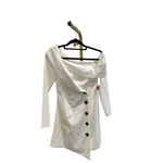 Mac Duggal Drop Shoulder Faux Tuxedo Mini Dress White Womens Size 0 Photo 3