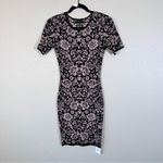 Torn By Ronny Kobo Ronny Kobo Torn Tan Black Floral Knit Sweater Dress Womens XS Mini Short Sleeve Photo 7