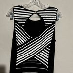 White House | Black Market WHBM Black White Striped Illusion Side Slits Maxi Dress Photo 8