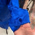 Vintage 80’s blue floral silk drop waist Pat Argenti giant bow tie pleated dress Size 8 Photo 10