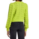 Alice + Olivia Kitty Puff Sleeve Cardigan XS Lime Punch Green Bobble Sweater Photo 2