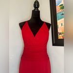 True Vintage Y2K Laundry Red Ruched Deep V Neck Gown w/ Spaghetti Straps sz 8 Photo 1