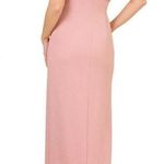 Adrianna Papell  Metallic Knit Draped Gown Rose Pink 4 Photo 1