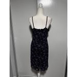Vintage Beaded Floral Dress Purple Cocktail Party Evening Sleeveless Medium Black Photo 2