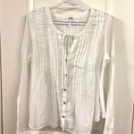 Free People  White Long Sleeve Blouse with Tie Front Photo 0