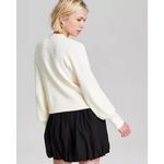 AQUA Brand New  Women's Size Medium Black White V Neck Cardigan Sweater Photo 1