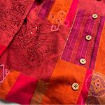 Alfred Dunner  Women’s Red Patchwork Beaded Stitched Linen Button Up Jacket Sz 14 Photo 1