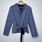 Banana Republic Blue Tweed Wool Blend Tie Belt Jacket Size 10 Photo 0