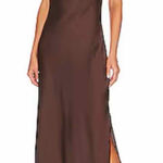 ALLSAINTS Hadley Satin Midi Slip Chocolate Dress Size US 10 Brown Photo 0