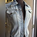 Vintage 90s Chazz zip front denim jean moto vest, size medium Blue Photo 4