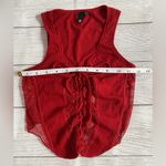 Garage Red Cropped Tie Front Lace Tank Top Photo 3