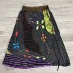 Rising International Handmade Boho Patchwork Skirt Small Fairy Cottage Floral Gray Photo 0