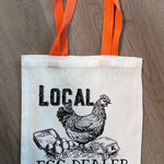 Local Egg Dealer Tote Bag with Orange Handles handmade as is White Photo 0