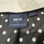 Anthropologie Maeve by  Sheer PolkaDot Ruffle Midi Dress Womens Small Black/White Photo 6