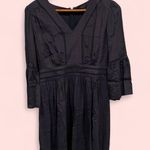 Ann Taylor dark navy boho classic ruffle sleeve dress cutout crochet vneck midi Photo 2