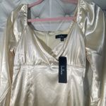 Lulus NWT bride Satin Ivory long sleeve Mini dress women size XS Elegant Photo 6