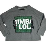 Bimba Y Lola Gray Green Leopard Graphic Crop Long Sleeve Sweatshirt Top Size S Photo 0