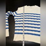 J.Crew Women's 100% Cotton White & Blue Striped Sweater. Cable Knit. Medium Photo 8
