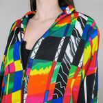 draper's & damon's Vintage 80s Rainbow Geometric Abstract Windbreaker Jacket Photo 3