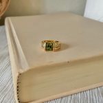 Ecco Green Square Stone Thick Signet Band Ring Jade Olive Sage Earthy Classic Jewelry Photo 2