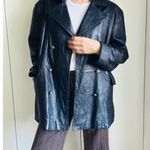 Vintage Lambskin Leather Coat Mens Size Large Black Buttery Soft Double Breasted Photo 6