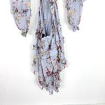 VICI VICl Chiffon Floral High Low Dress Lace Up Long Sleeves Cut Out Blue Size XS EUC Photo 10
