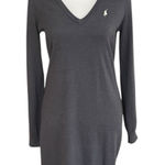 Ralph Lauren Womens Sweater Dress Gray Merino Wool Cotton Knit Med V Photo 0
