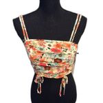 Liberty Love New NWT Floral Ruched Halter Crop Top Small S Double Straps Photo 0