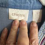Chico's  Coin Detailed Lightweight Jacket Boho Jean Chambray XLP 3P Embroidered‎ Photo 9