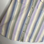 Angelique Vintage Striped Button Up Pastel Cotton Size XL Purple Photo 4